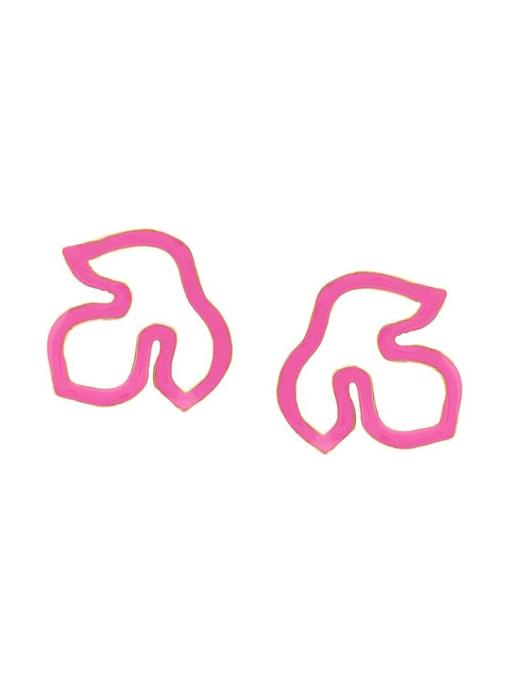 Oscar De La Renta Foliage Earrings - Pink