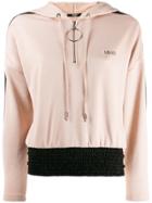 Liu Jo Brand Hoodie With Contrasting-panel - Neutrals
