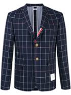 Checked Blazer - Men - Silk/cotton/wool - 2, Blue, Silk/cotton/wool, Thom Browne