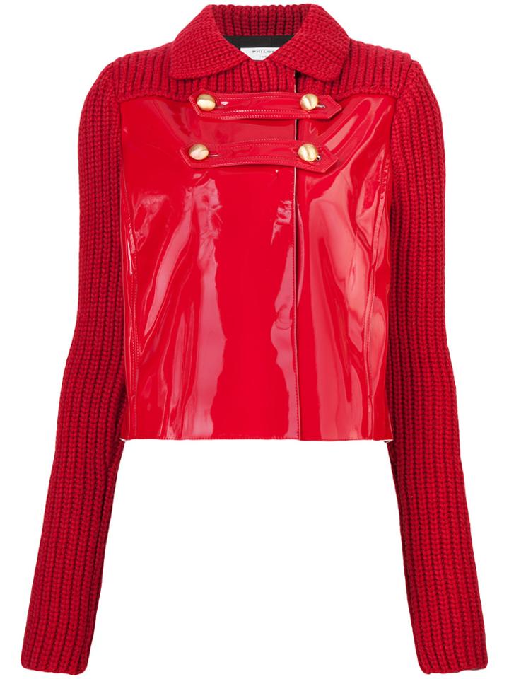 Philosophy Di Lorenzo Serafini Buckled Two Tone Jacket - Red