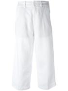 Aspesi Loose Cropped Trousers, Women's, Size: 38, White, Linen/flax