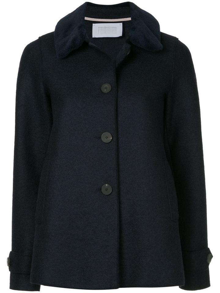 Harris Wharf London Loden Faux Fur Trimmed Jacket - Blue