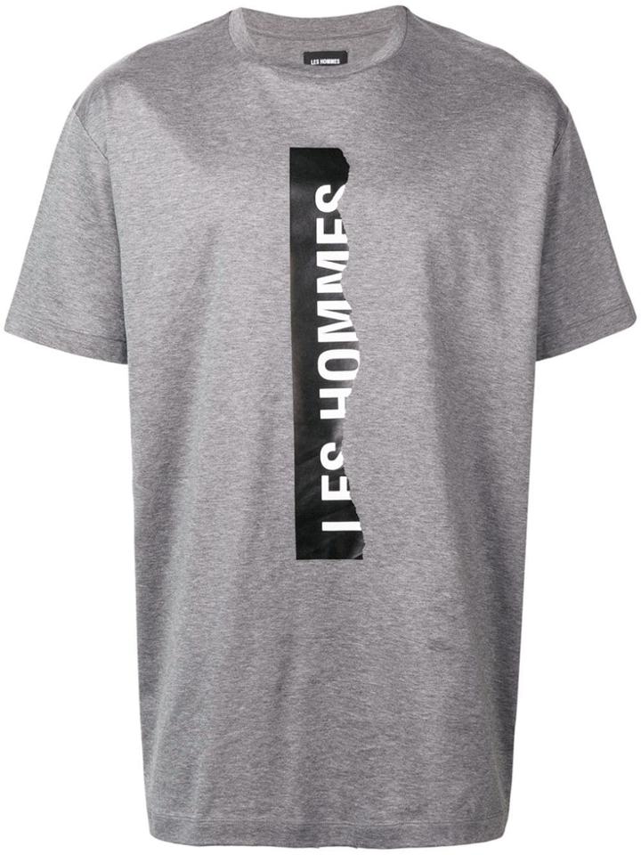 Les Hommes Ripped Logo T-shirt - Grey