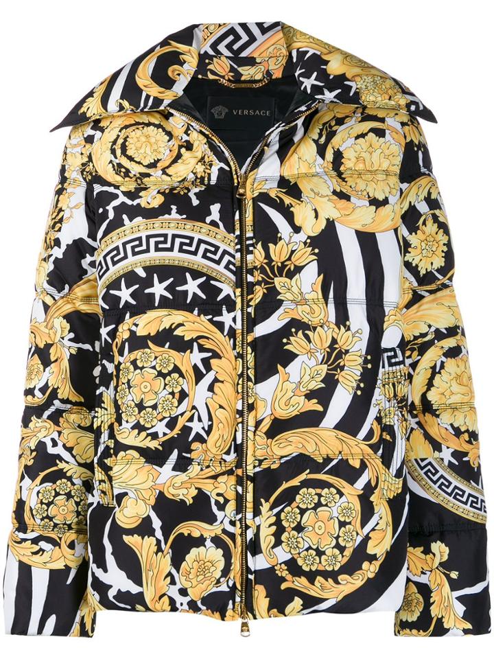 Versace Savage Barocco Print Down Jacket - Black