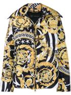 Versace Savage Barocco Print Down Jacket - Black