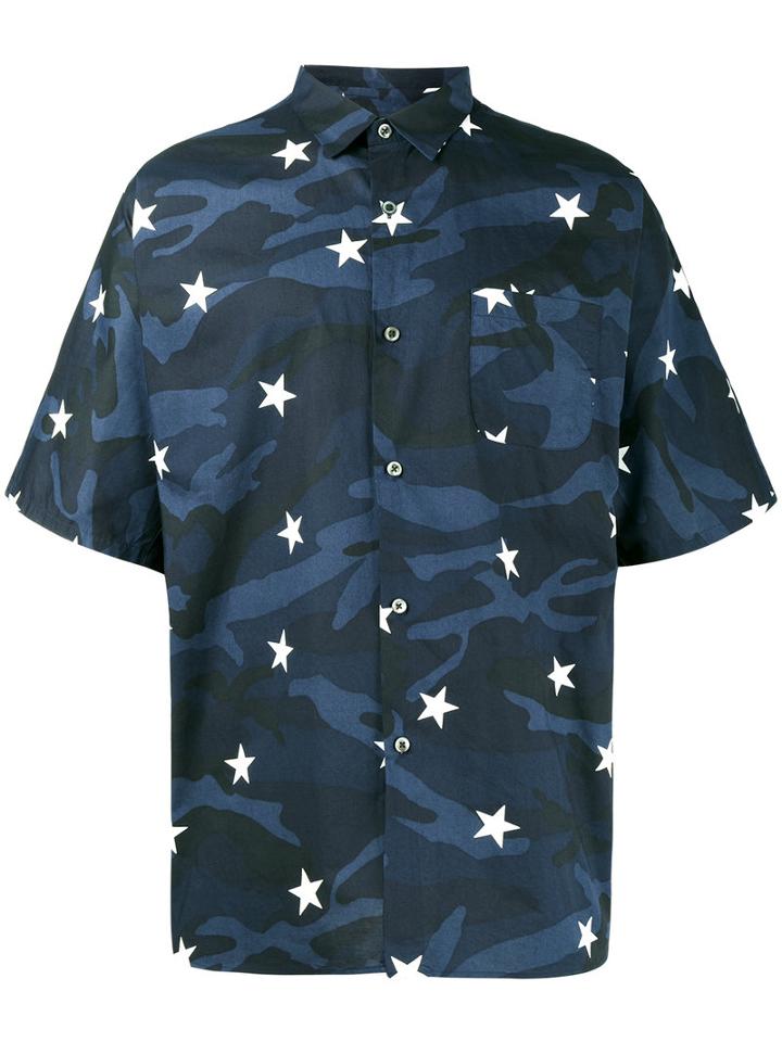 Sophnet. - Camouflage Star Print Shirt - Men - Cotton - L, Blue, Cotton