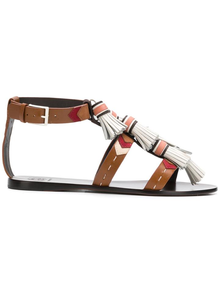 Tory Burch Strappy Tassel Sandals - Brown