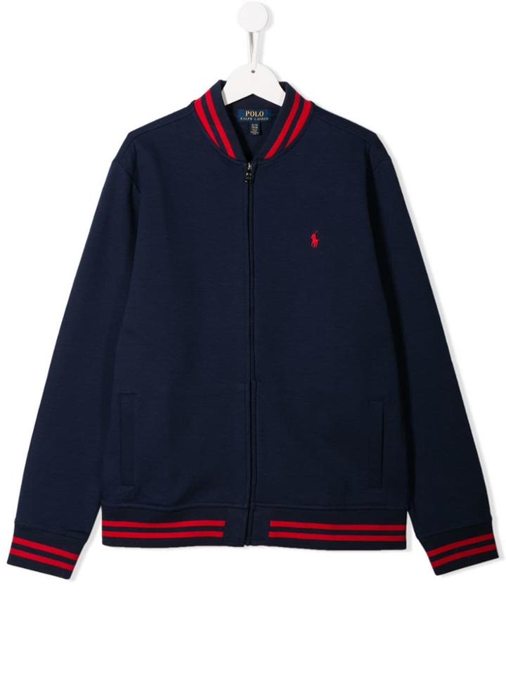 Ralph Lauren Kids Stripe Detail Bomber Jacket - Blue
