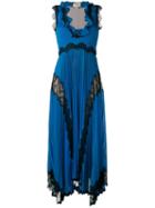 Gucci - Plissé Pleated Lace Insert Gown - Women - Silk/polyester/spandex/elastane/metallic Fibre - S, Blue, Silk/polyester/spandex/elastane/metallic Fibre