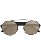 Giorgio Armani Round Aviator Sunglasses - Black