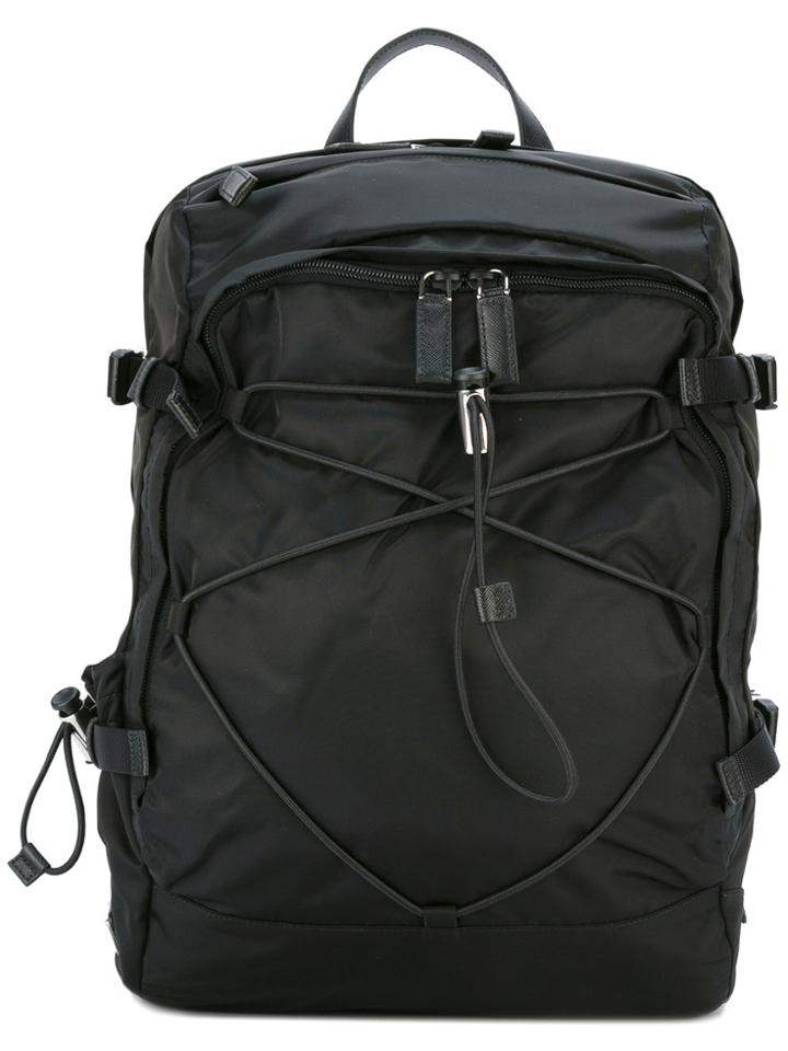 Prada Elasticated Lace-up Backpack - Black