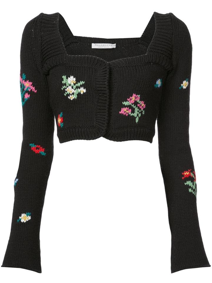 Philosophy Di Lorenzo Serafini Cropped Floral Sweater - Black