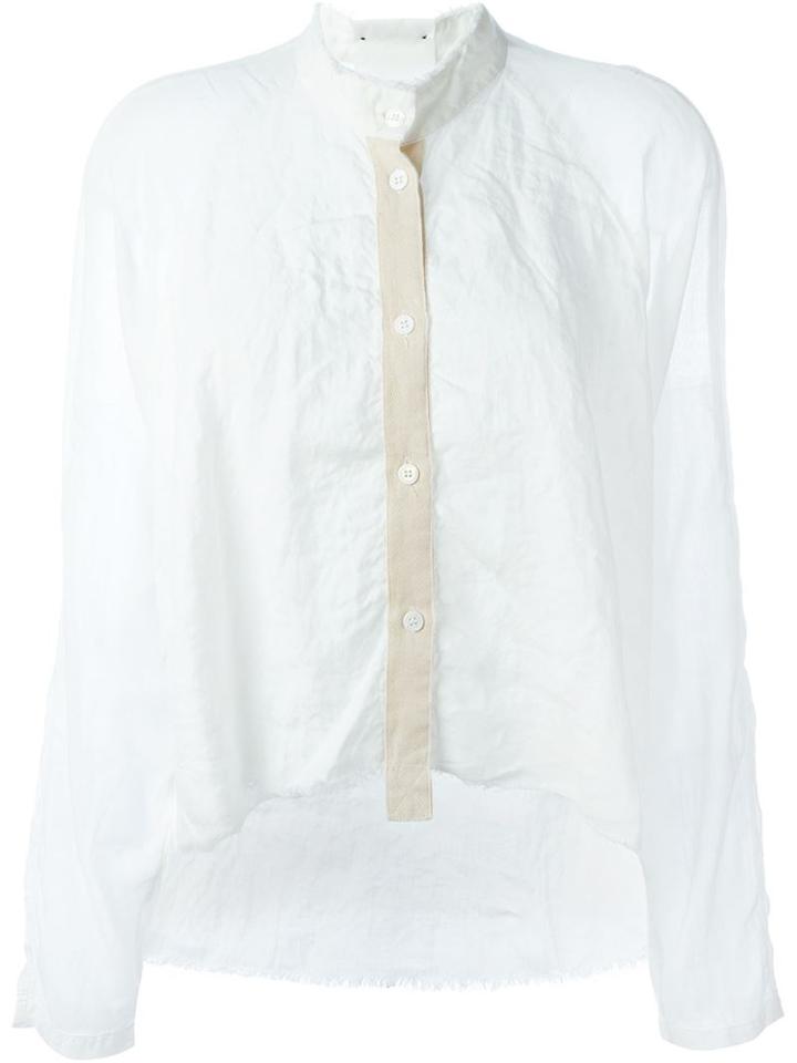 Lost & Found Ria Dunn Loose Fit Band Collar Shirt, Women's, Size: Small, White, Linen/flax/cotton
