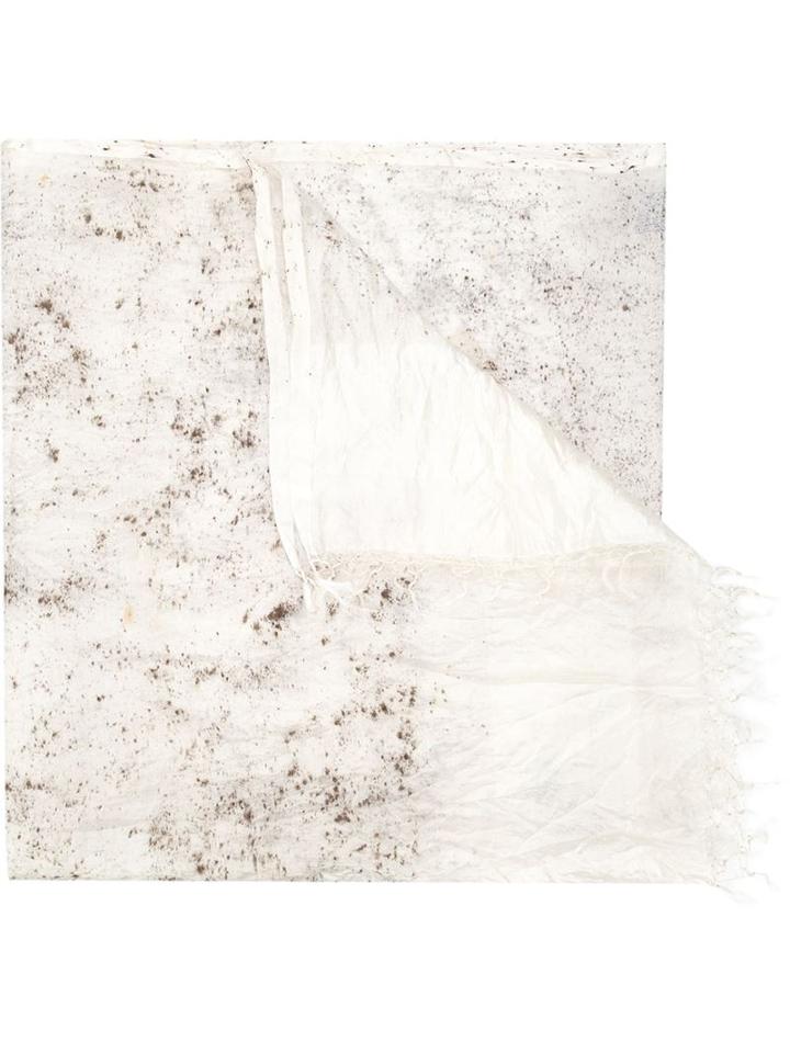 Dosa Speckled Print Scarf, Women's, White, Silk