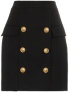 Balmain Button Embellished Mini Skirt - Black
