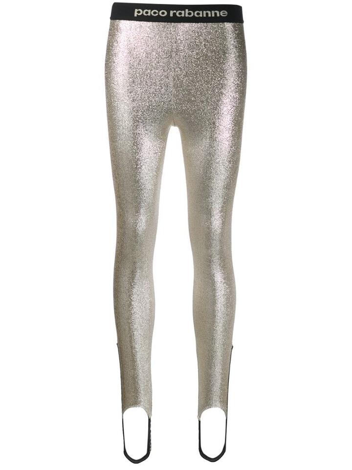 Paco Rabanne Glitter Detail Leggings - Gold