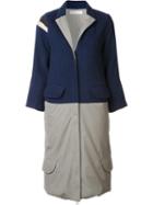 Water Bicolour Zipped Coat, Women's, Size: Small, Blue, Wool/nylon