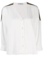Sandro Paris V-neck Stripe Blouse - White