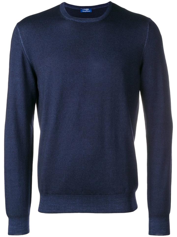 Barba Knit Crew Neck Sweater - Blue