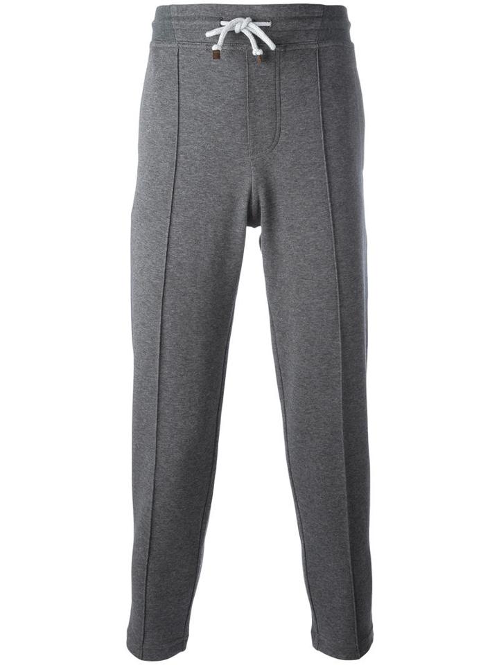 Brunello Cucinelli Drawstring Track Pants, Men's, Size: Small, Grey, Cotton/polyamide