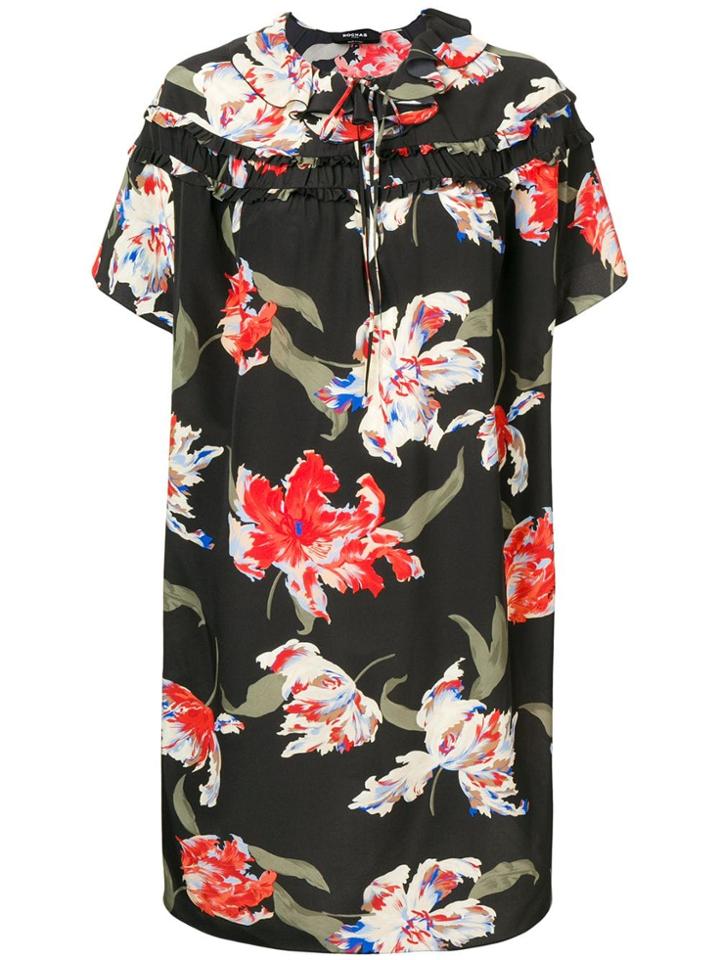 Rochas Floral Print Shift Dress - Black