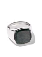 Tom Wood Cushion Green Marble Ring - Silver