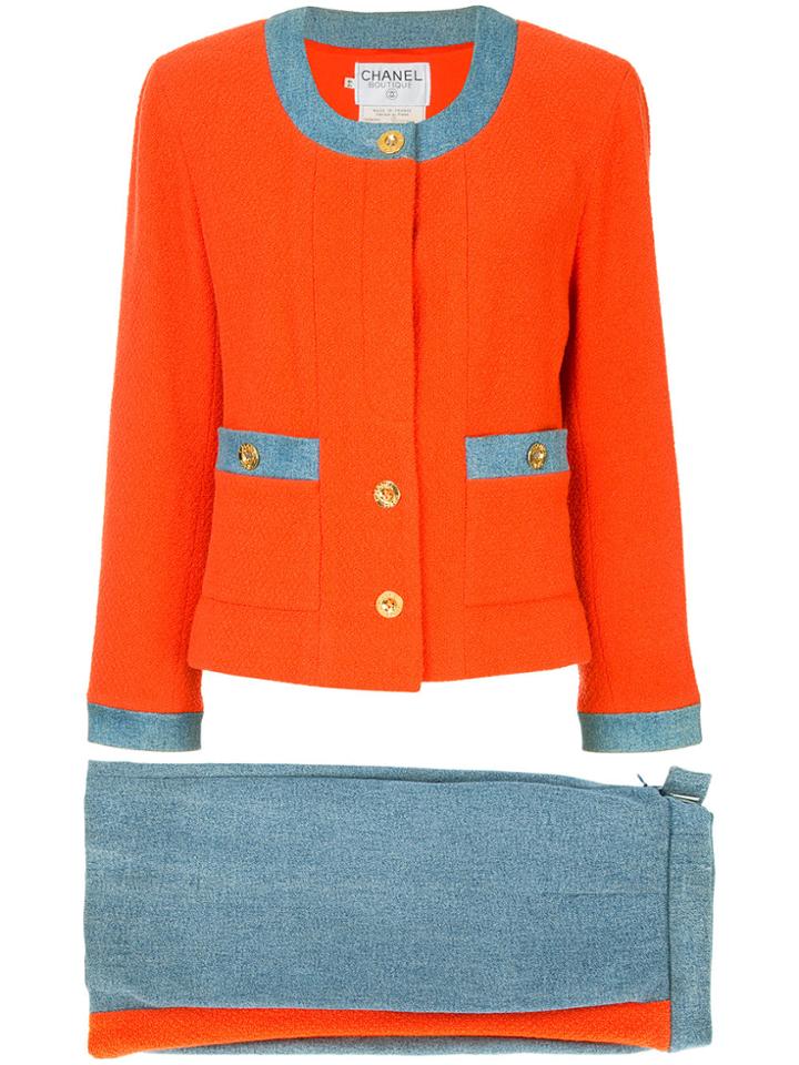 Chanel Vintage Slim Skirt Suit - Yellow & Orange