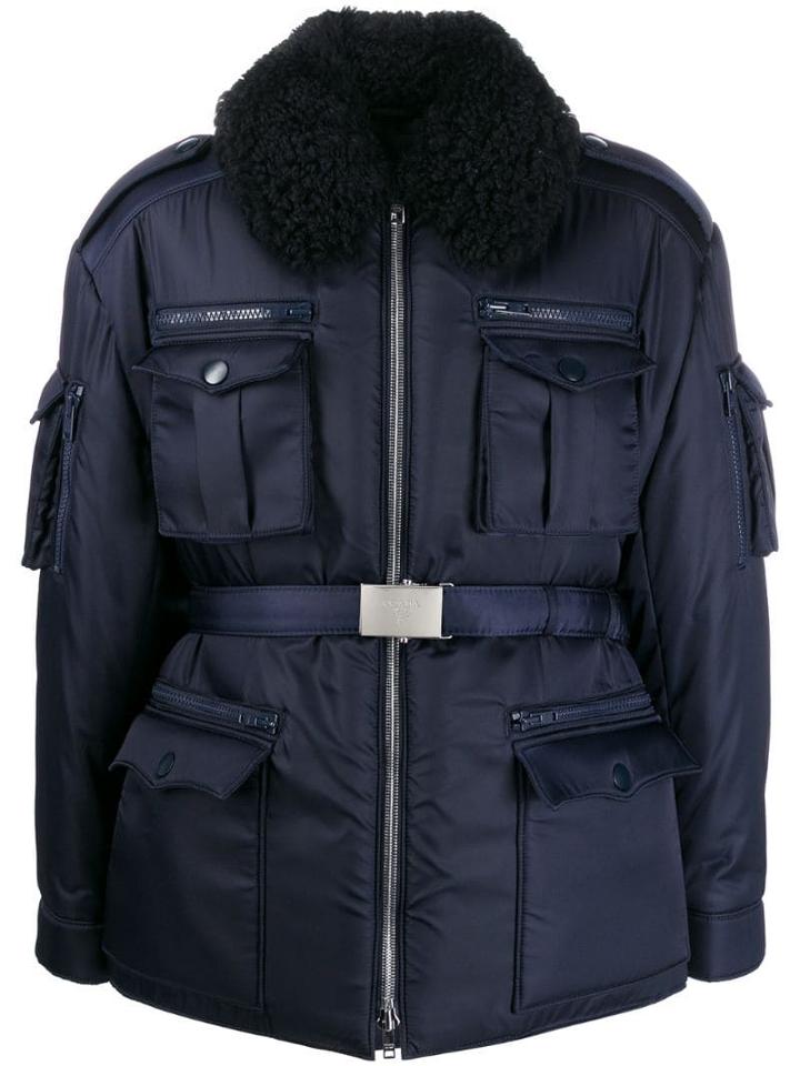 Prada Belted Military Jacket - Blue