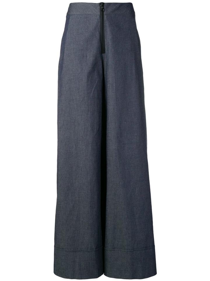 Ultràchic Chambray Palazzo Pants - Blue