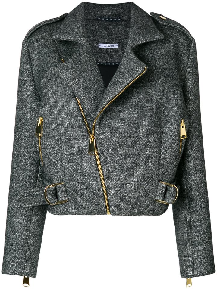Parlor Chic Biker Jacket - Grey