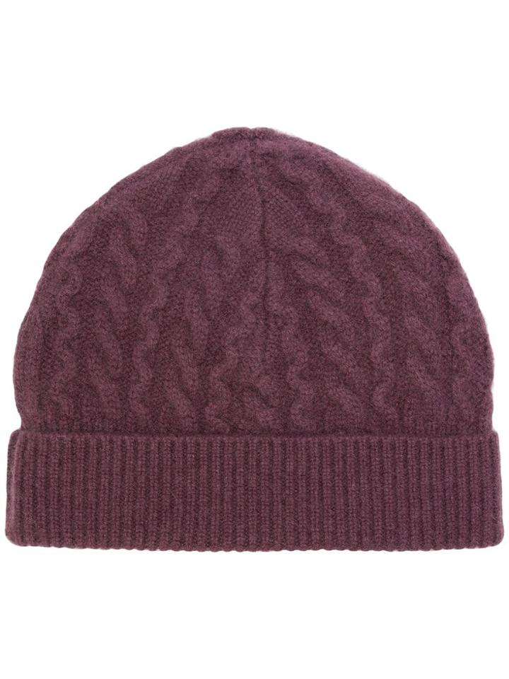 Aspesi Cable Knit Beanie - Purple