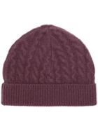 Aspesi Cable Knit Beanie - Purple