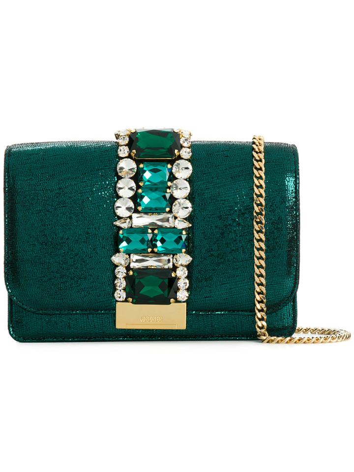 Gedebe Crystal Embellished Crossbody Bag - Green