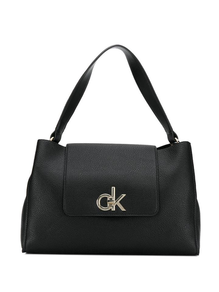 Calvin Klein Logo Plaque Tote - Black