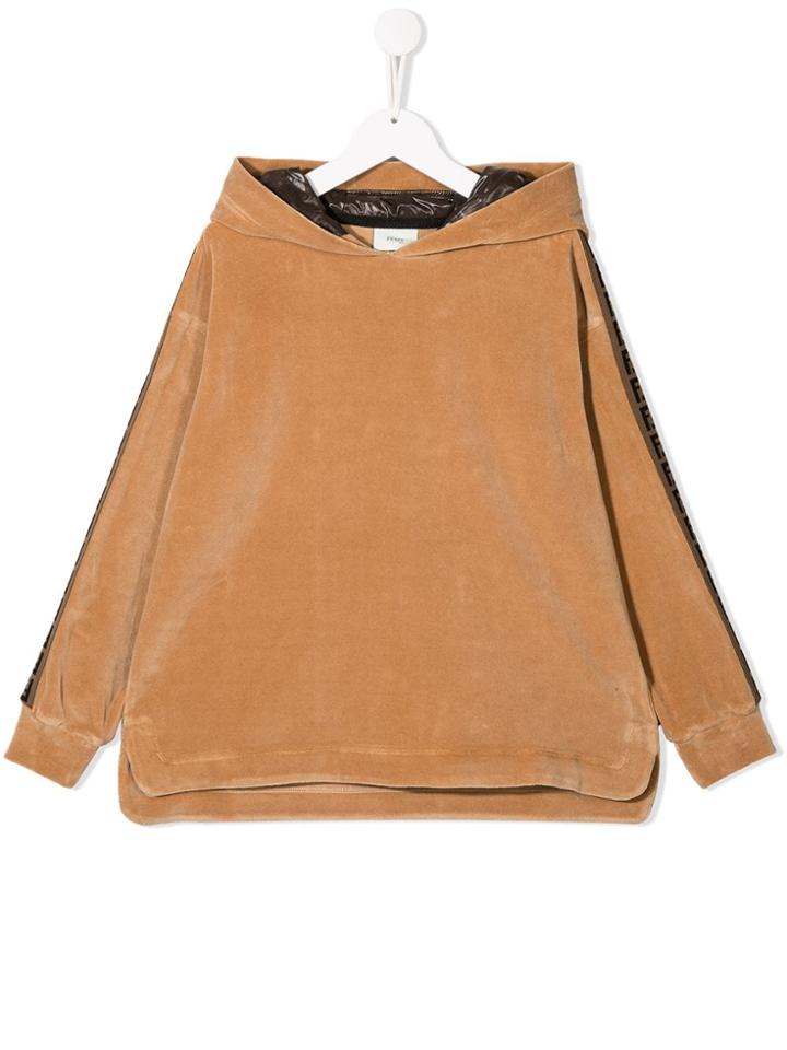 Fendi Kids Side Stripe Hoodie - Neutrals