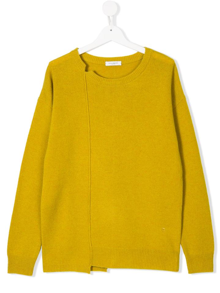 Paolo Pecora Kids Teen Distressed Crew Neck Jumper - Yellow & Orange