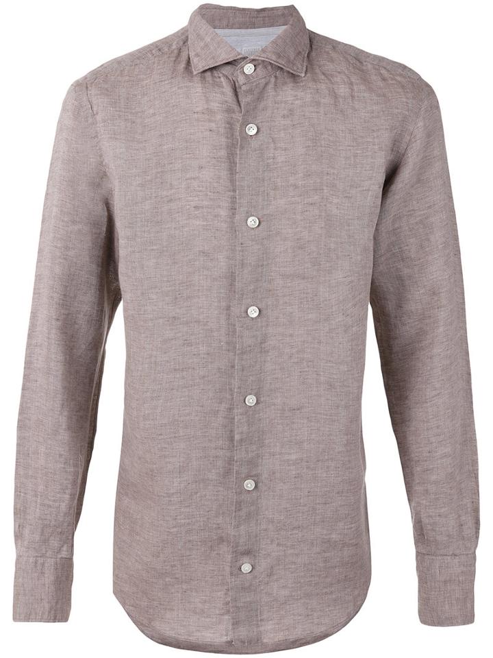 Eleventy - Linen Shirt - Men - Linen/flax - 42, Brown, Linen/flax
