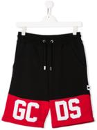 Gcds Kids Colourblock Logo Patch Shorts - Black