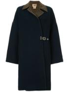 Hermès Pre-owned Buckle Detail Coat - Blue