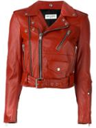 Saint Laurent Classic Biker Jacket, Women's, Size: 36, Red, Lamb Skin/metal/cupro/cotton