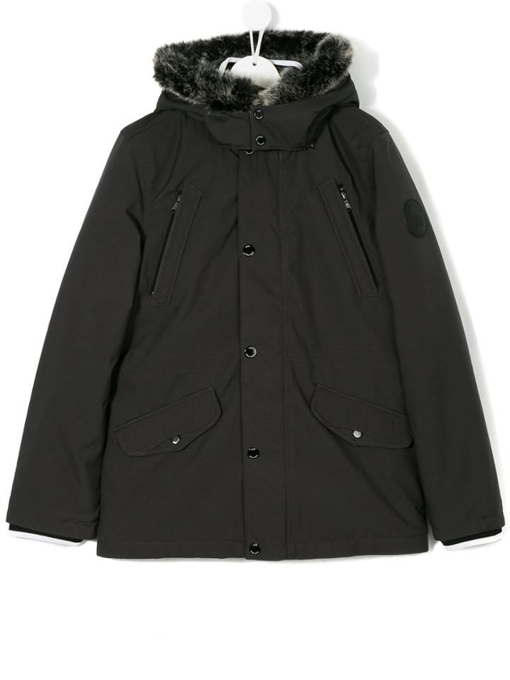 Boss Kids Teen Faux-fur Embellished Parka Coat - Blue