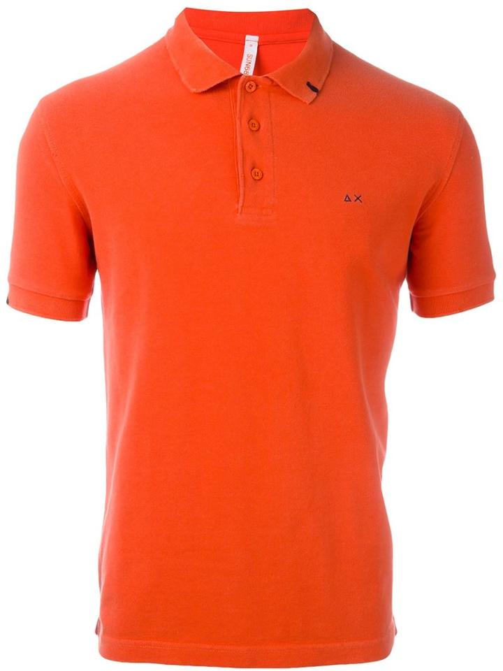 Sun 68 Embroidered Logo Polo Shirt, Men's, Size: Xl, Yellow/orange, Cotton