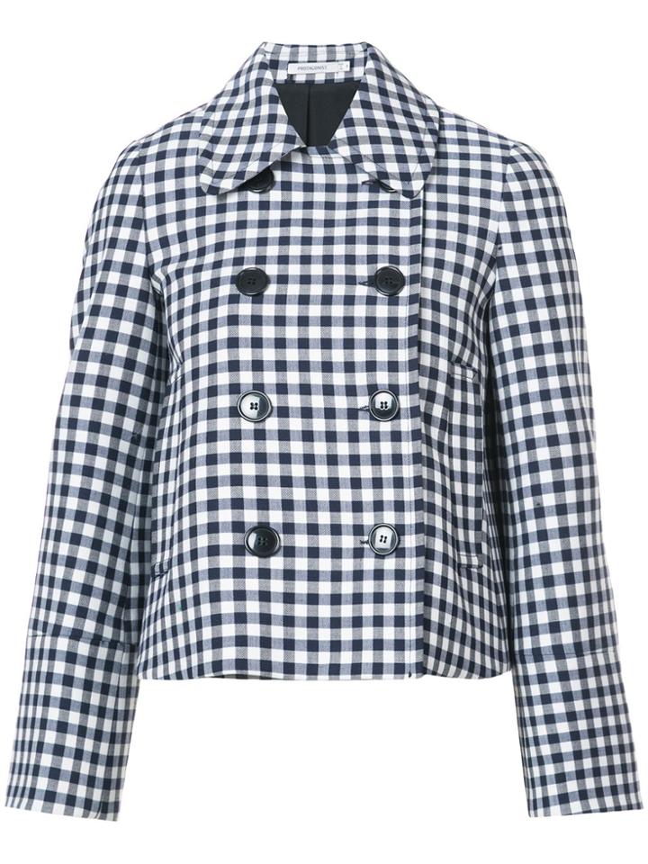 Protagonist Flared Sleeved Gingham Jacket - Blue
