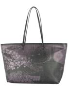 Fendi Vintage Zucca Temple Punching Shoulder Tote Bag - Black