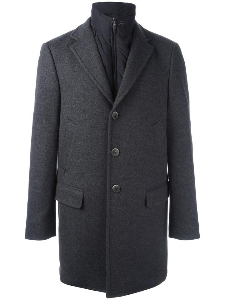 Fay Inner Padded Gilet Coat, Men's, Size: Large, Grey, Wool/viscose