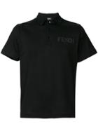 Fendi Logo Printed Polo Shirt - Black
