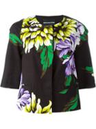 Marco Bologna Floral Print Cropped Jacket, Women's, Size: 40, Black, Cotton/spandex/elastane
