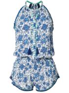Poupette St Barth - Lola Playsuit - Women - Cotton - M, Blue, Cotton