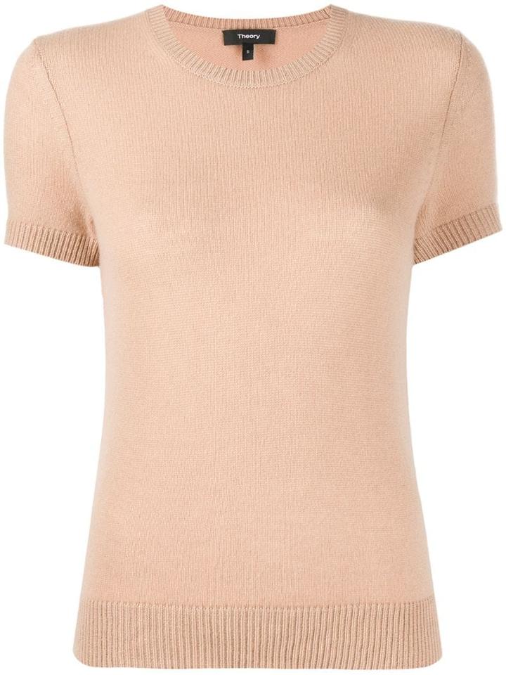 Theory Short Sleeved Knit Jumper - Neutrals