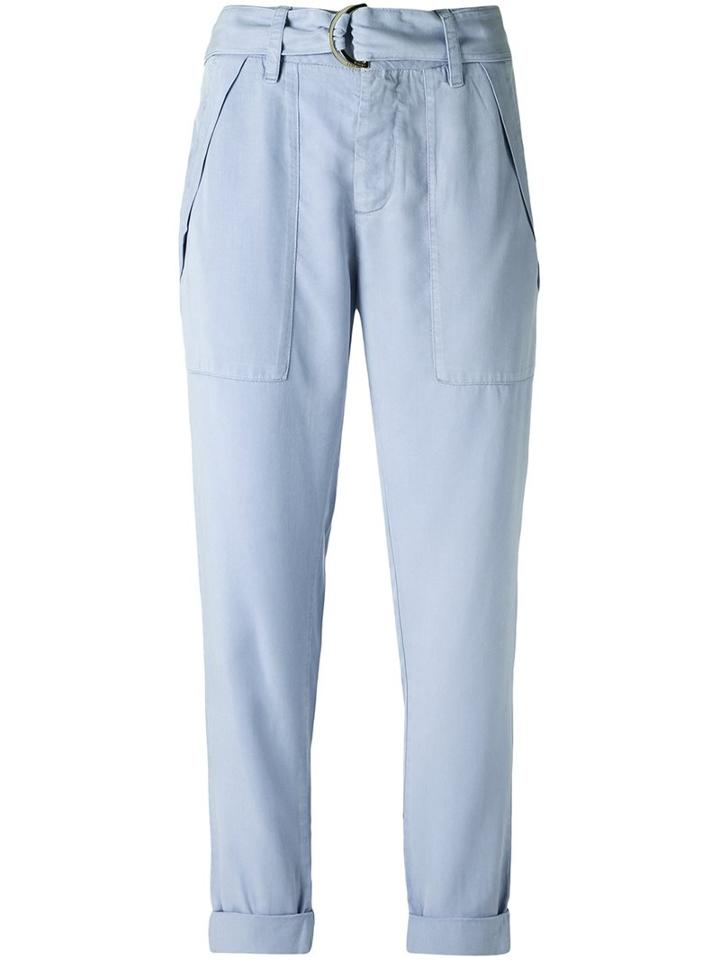 Egrey Cropped Trousers, Women's, Size: 44, Blue, Lyocell